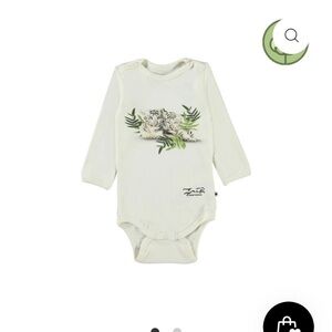 Molo Cream Bodysuit with Animal and Leaf Design tiger cubs Euro 62